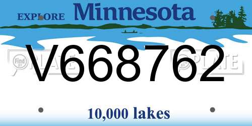 V668762 Minnesota License Plate