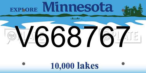 V668767 Minnesota License Plate