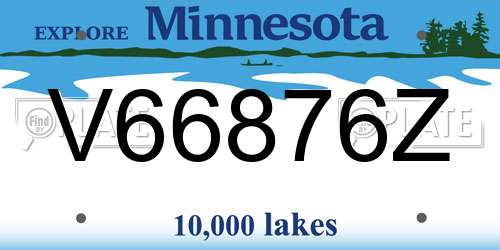 V66876Z Minnesota License Plate
