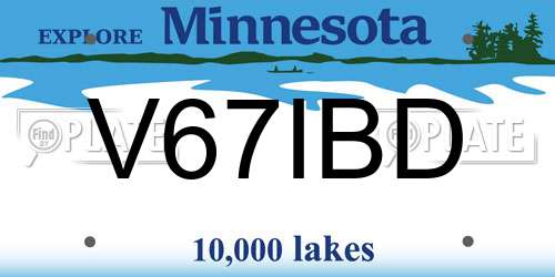V67IBD Minnesota License Plate