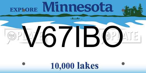 V67IBO Minnesota License Plate