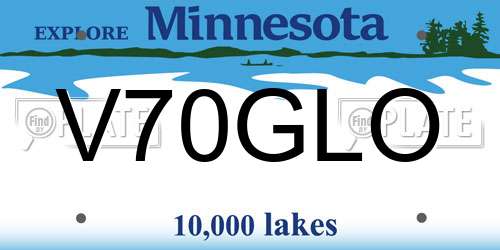 V70GLO Minnesota License Plate
