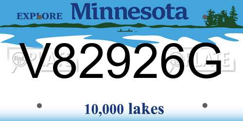V82926G Minnesota License Plate