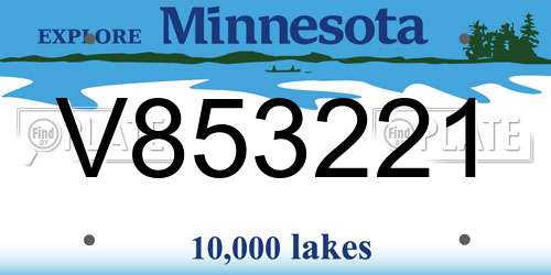 V853221 Minnesota License Plate