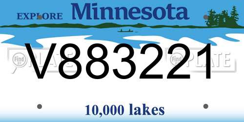 V883221 Minnesota License Plate