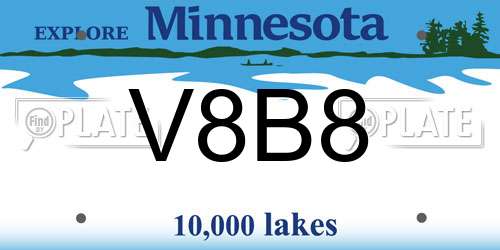V8B8 Minnesota License Plate
