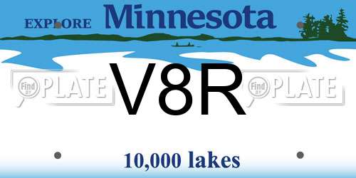 V8R Minnesota License Plate