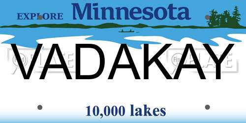 VADAKAY Minnesota License Plate
