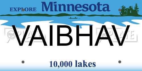 VAIBHAV Minnesota License Plate