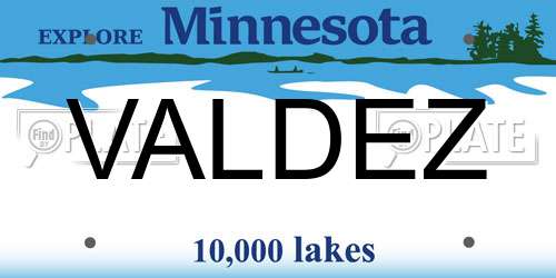 VALDEZ Minnesota License Plate
