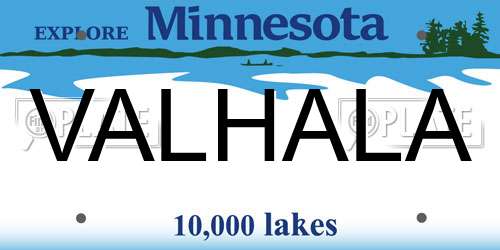 VALHALA Minnesota License Plate