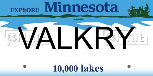VALKRY Minnesota License Plate