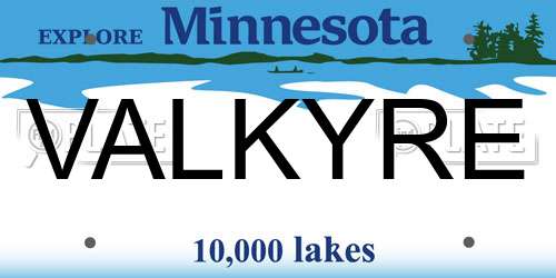 VALKYRE Minnesota License Plate