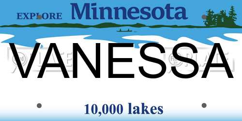 VANESSA Minnesota License Plate