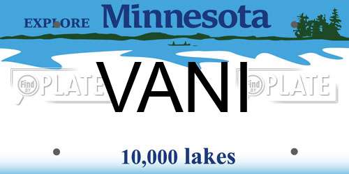 VANI Minnesota License Plate
