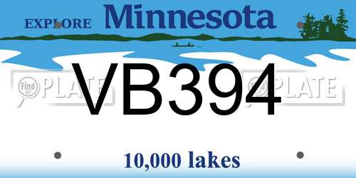 VB394 Minnesota License Plate