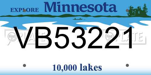 VB53221 Minnesota License Plate