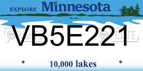 VB5E221 Minnesota License Plate