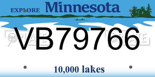 VB79766 Minnesota License Plate