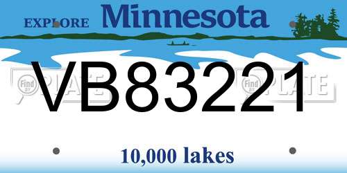 VB83221 Minnesota License Plate