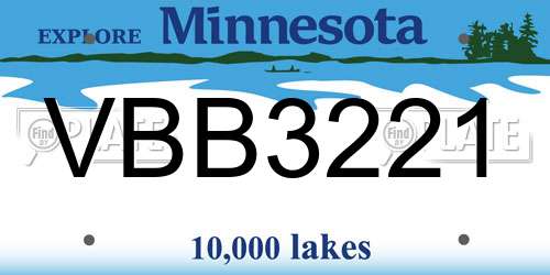 VBB3221 Minnesota License Plate