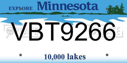 VBT9266 Minnesota License Plate