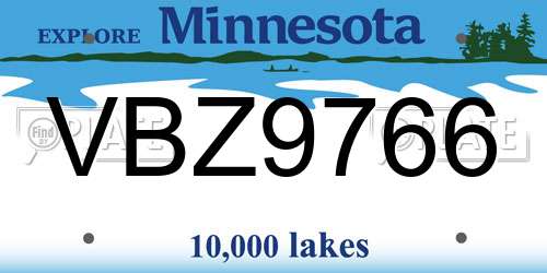 VBZ9766 Minnesota License Plate