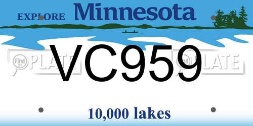 VC959 Minnesota License Plate
