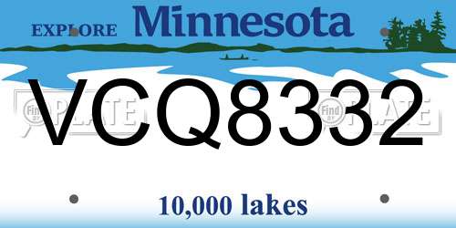 VCQ8332 Minnesota License Plate