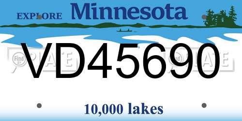 VD45690 Minnesota License Plate