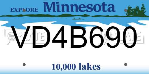 VD4B690 Minnesota License Plate