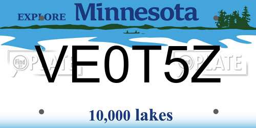 VE0T5Z Minnesota License Plate