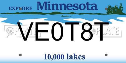 VE0T8T Minnesota License Plate