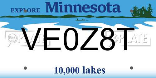 VE0Z8T Minnesota License Plate