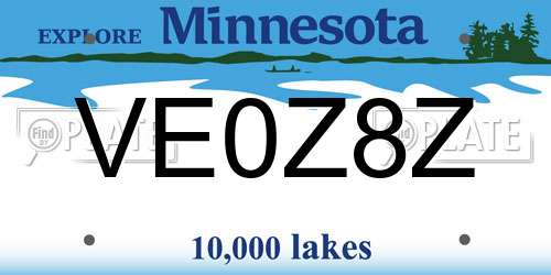 VE0Z8Z Minnesota License Plate