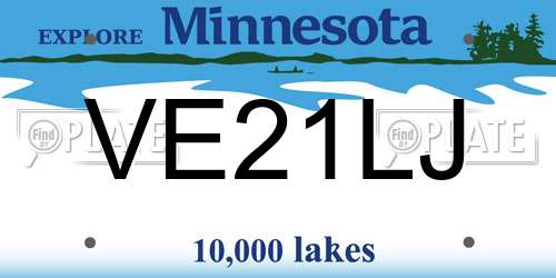 VE21LJ Minnesota License Plate