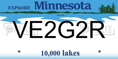 VE2G2R Minnesota License Plate