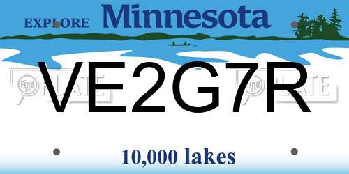 VE2G7R Minnesota License Plate