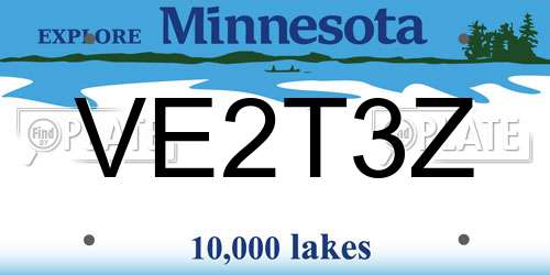 VE2T3Z Minnesota License Plate