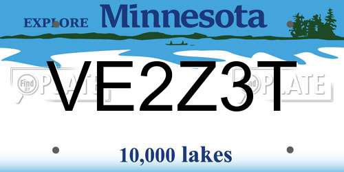 VE2Z3T Minnesota License Plate