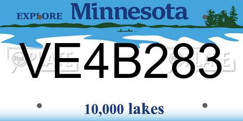 VE4B283 Minnesota License Plate