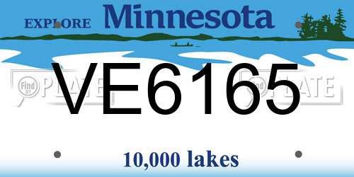VE6165 Minnesota License Plate