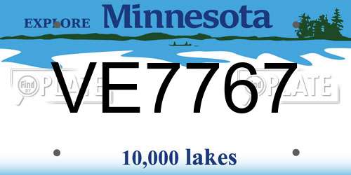 VE7767 Minnesota License Plate