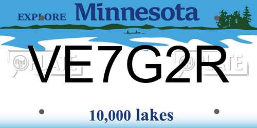VE7G2R Minnesota License Plate