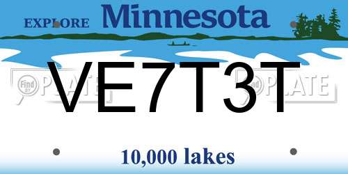 VE7T3T Minnesota License Plate