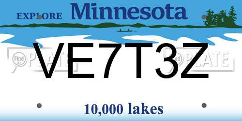 VE7T3Z Minnesota License Plate