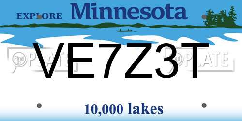 VE7Z3T Minnesota License Plate