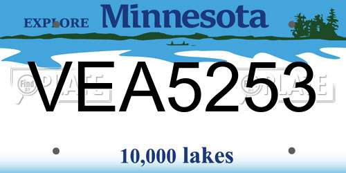 VEA5253 Minnesota License Plate