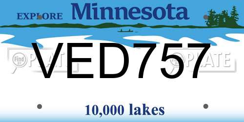 VED757 Minnesota License Plate
