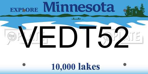VEDT52 Minnesota License Plate